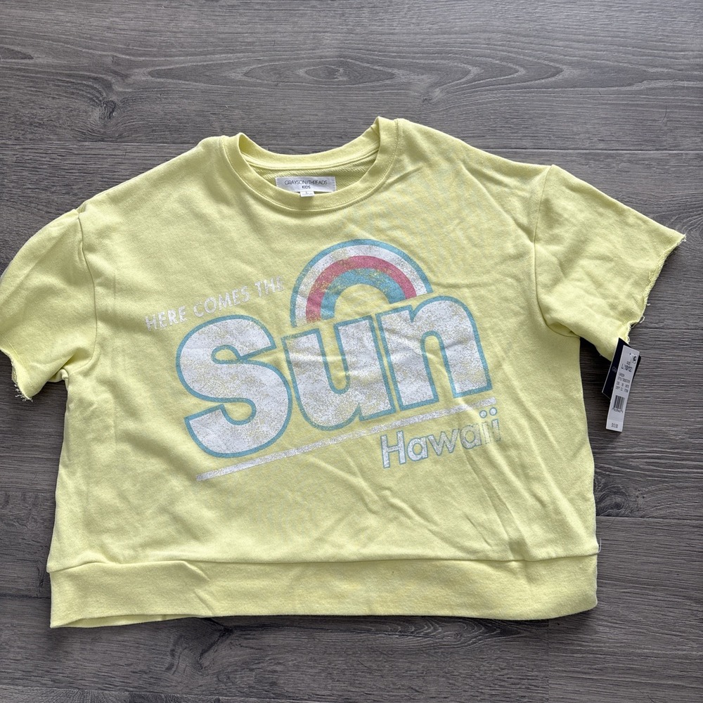 Grayson Threads Girls Graphic Sweatshirt SIze L(10-12) Short slv Here comes Sun